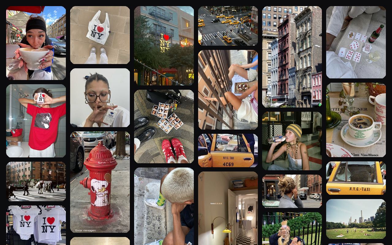 VisionWall on a New York City mood board, taxis, streets, brownstones